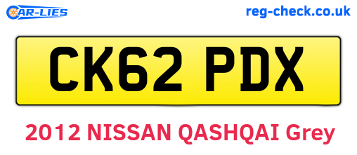 CK62PDX are the vehicle registration plates.
