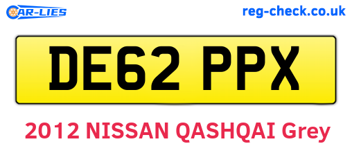 DE62PPX are the vehicle registration plates.