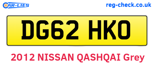 DG62HKO are the vehicle registration plates.