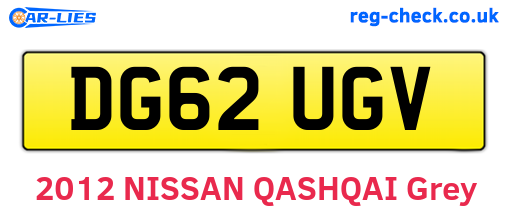 DG62UGV are the vehicle registration plates.