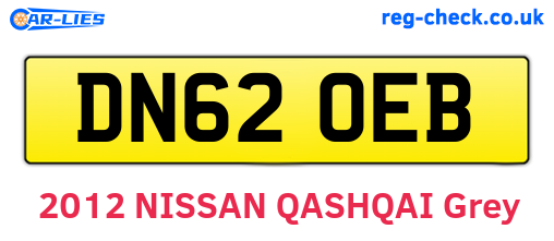 DN62OEB are the vehicle registration plates.