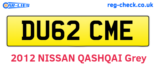 DU62CME are the vehicle registration plates.