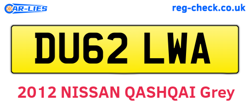 DU62LWA are the vehicle registration plates.
