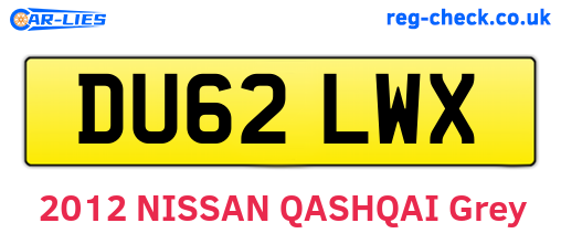 DU62LWX are the vehicle registration plates.