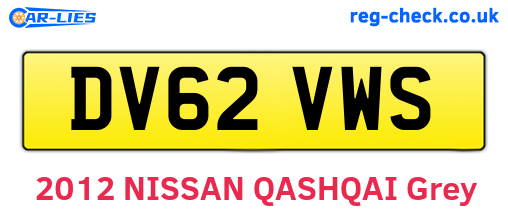 DV62VWS are the vehicle registration plates.