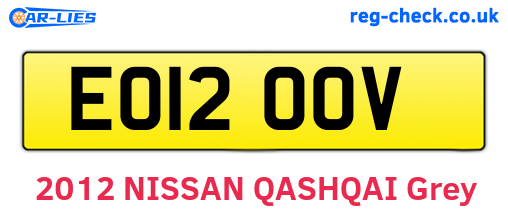 EO12OOV are the vehicle registration plates.