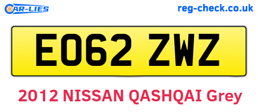 EO62ZWZ are the vehicle registration plates.
