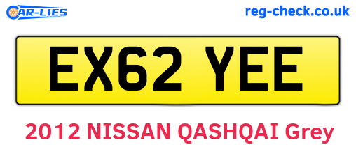 EX62YEE are the vehicle registration plates.