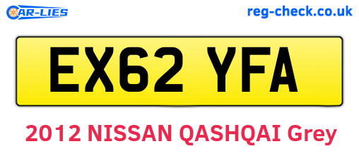 EX62YFA are the vehicle registration plates.