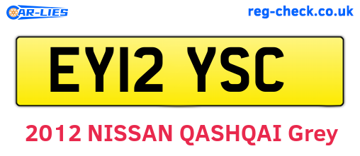 EY12YSC are the vehicle registration plates.