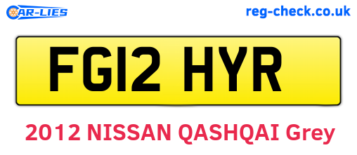 FG12HYR are the vehicle registration plates.