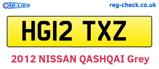 HG12TXZ are the vehicle registration plates.