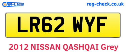 LR62WYF are the vehicle registration plates.