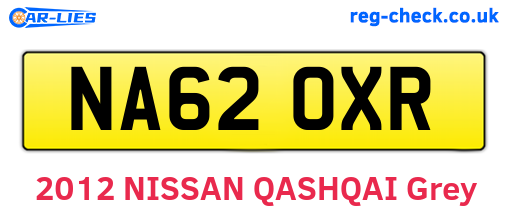 NA62OXR are the vehicle registration plates.