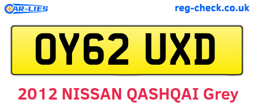 OY62UXD are the vehicle registration plates.