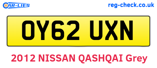 OY62UXN are the vehicle registration plates.