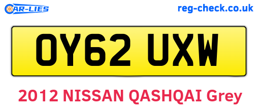OY62UXW are the vehicle registration plates.