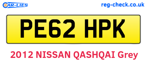 PE62HPK are the vehicle registration plates.