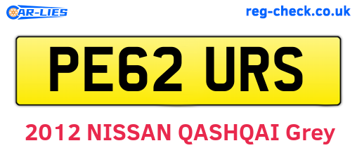 PE62URS are the vehicle registration plates.