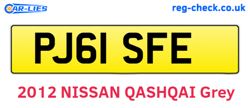 PJ61SFE are the vehicle registration plates.