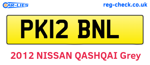 PK12BNL are the vehicle registration plates.