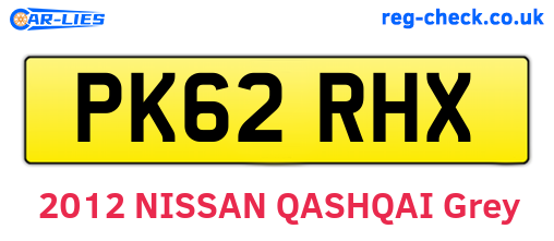 PK62RHX are the vehicle registration plates.