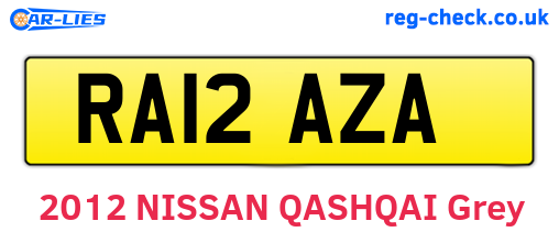 RA12AZA are the vehicle registration plates.