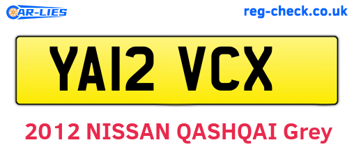 YA12VCX are the vehicle registration plates.