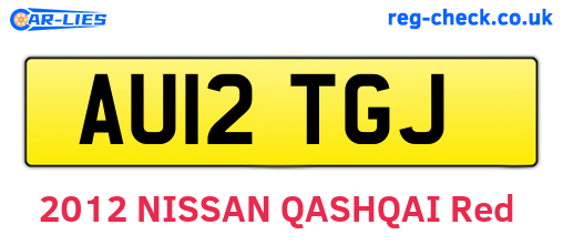 AU12TGJ are the vehicle registration plates.