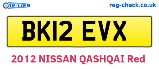 BK12EVX are the vehicle registration plates.