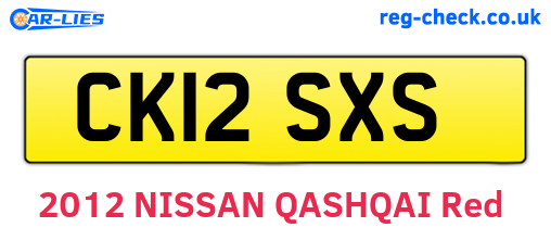 CK12SXS are the vehicle registration plates.