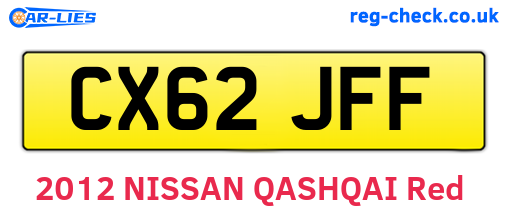 CX62JFF are the vehicle registration plates.