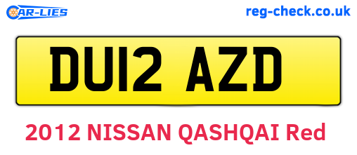 DU12AZD are the vehicle registration plates.