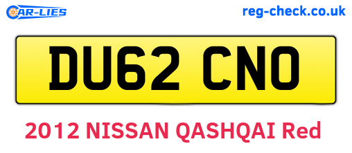 DU62CNO are the vehicle registration plates.