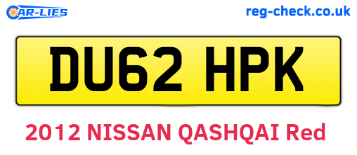 DU62HPK are the vehicle registration plates.