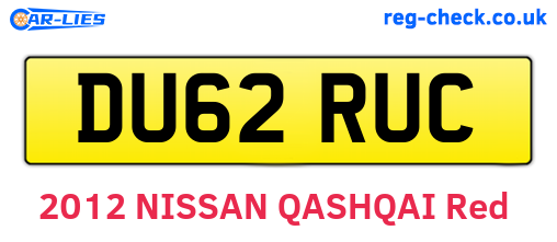 DU62RUC are the vehicle registration plates.