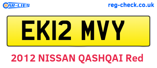 EK12MVY are the vehicle registration plates.