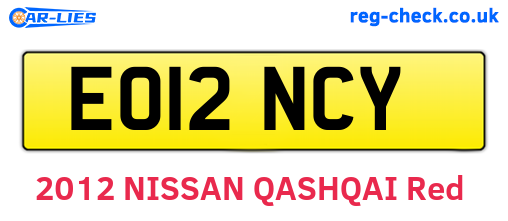EO12NCY are the vehicle registration plates.
