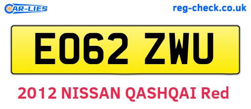 EO62ZWU are the vehicle registration plates.