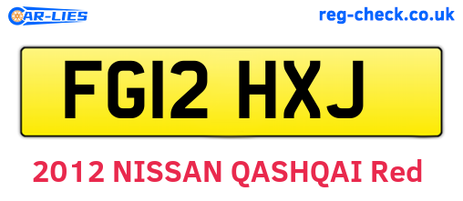 FG12HXJ are the vehicle registration plates.
