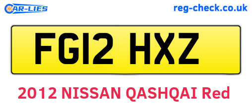 FG12HXZ are the vehicle registration plates.