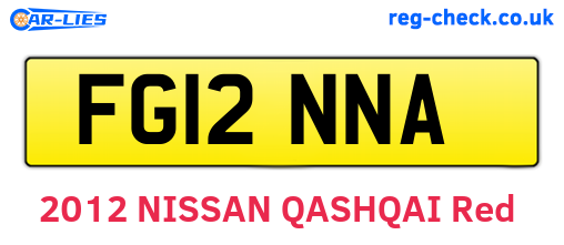FG12NNA are the vehicle registration plates.