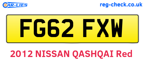 FG62FXW are the vehicle registration plates.