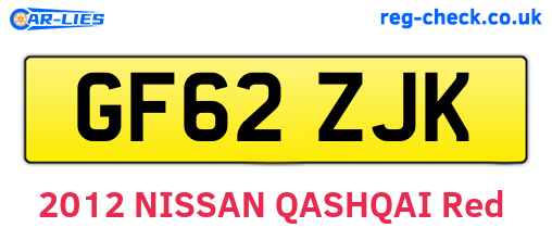 GF62ZJK are the vehicle registration plates.