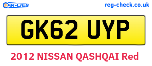 GK62UYP are the vehicle registration plates.
