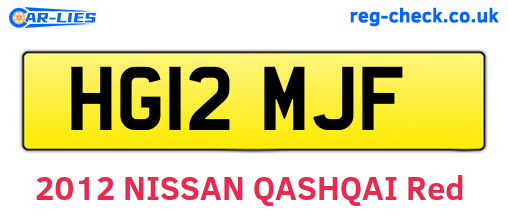 HG12MJF are the vehicle registration plates.
