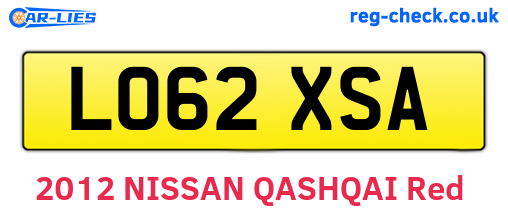 LO62XSA are the vehicle registration plates.