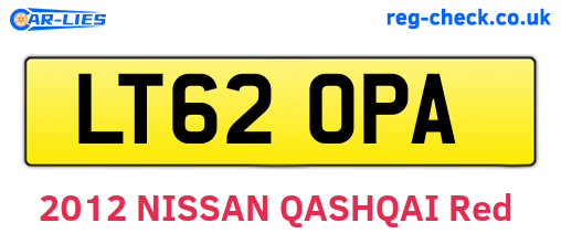 LT62OPA are the vehicle registration plates.