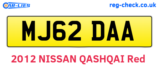 MJ62DAA are the vehicle registration plates.
