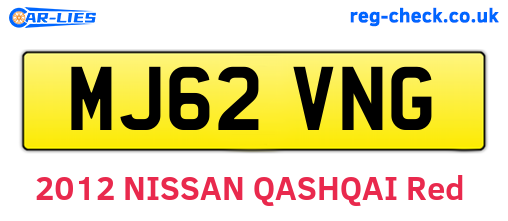 MJ62VNG are the vehicle registration plates.